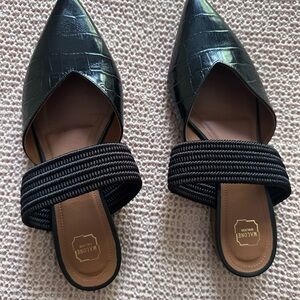 Malone Souliers Black Mules with Elastic Strap